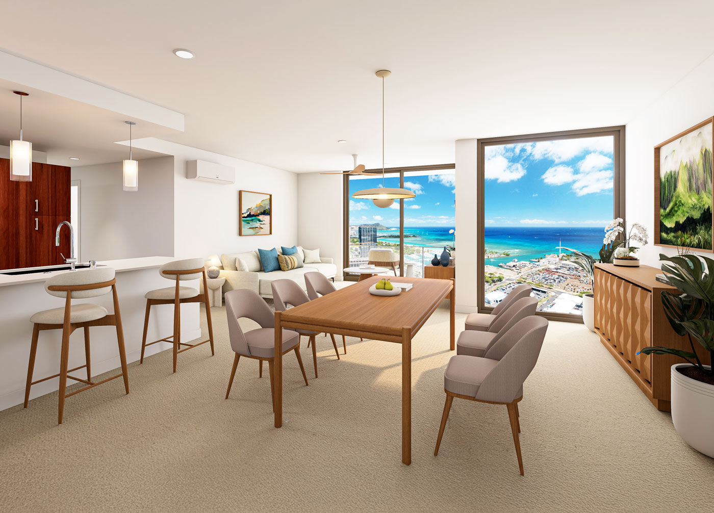 Living and dining room at Lamaku Tower